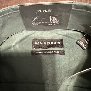 Van Heusen Dark Green Wrinkle-Free Shirt L 34/35